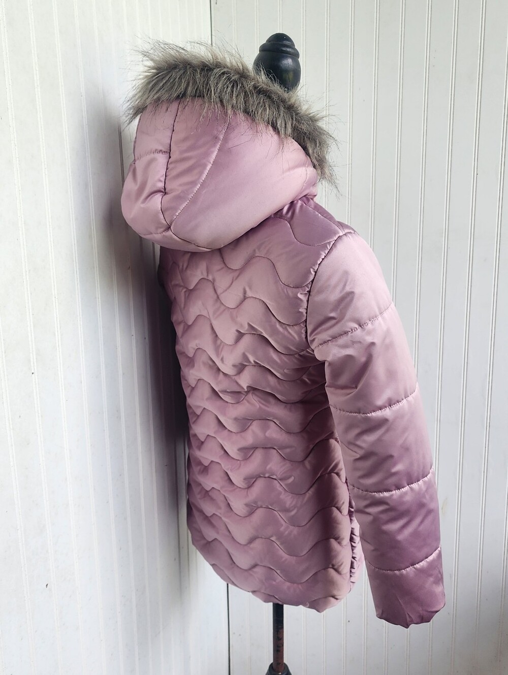 Rothschild Youth Girls Satin Quilted Faux Fur Puffer Jacket Full Zip Sz XL (16) - Picture 5 of 16